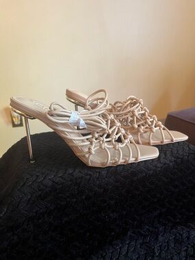Nude Knotted Strappy Stiletto Heels